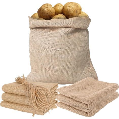 Lot de 6 sacs en toile de jute pour plantes - Grand sac en jute - 60 x 100 cm - Protection des plantes - Pour l'hiver - Résistants - Protection contre (1/5)