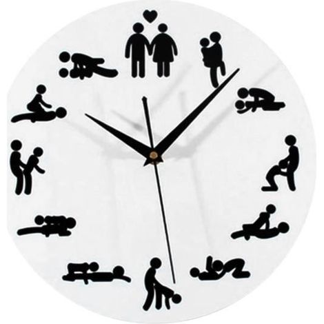 Horloge murale ronde, horloge murale à quartz silencieux à piles pour adultes chambre salon chambre décor Sexy horloge murale (1/3)