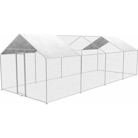 Zipper – Enclos extérieur pour animaux 3x8x2,5m – Grillage rigide en métal galvanisé avec bâche anti-UV – Protection contre les prédateurs (1/10)