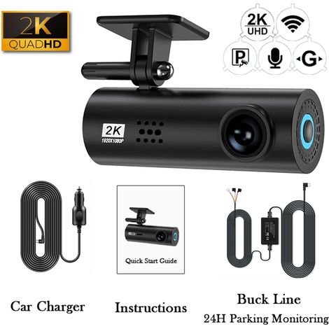 (Kit de câblage 128G) DVR de voiture, boîtier noir de voiture, mini caméra frontale WiFi 4K (1/5)