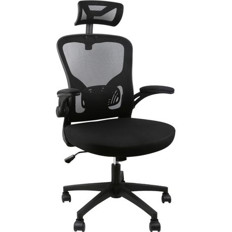 ® Fauteuil de Bureau à roulettes, chaise de bureau, chaise pivotante, pour Chambre Bibliothèque, Ergonomique Siège, 65x53x116-126cm, noir (1/5)