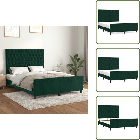 Bettgestell ohne Matratze Dunkelgrün 140x190 cm Samt - Samtbettwäsche - Bettsofa - Doppelbett - Boxspringbett - Lattenrost