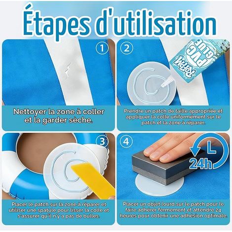 Kit de Réparation de Piscine sous-Marine avec Patchs, Transparent, Matelas Gonflable, Colle PVC, pour Bateau Gonflable, Film de Piscine, Bouée, Château Rebondissant, Jacuzzi, Kayak