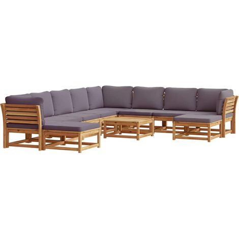 Maison Exclusive - Juego muebles jardín 11 pzas con cojines mader (1/5)