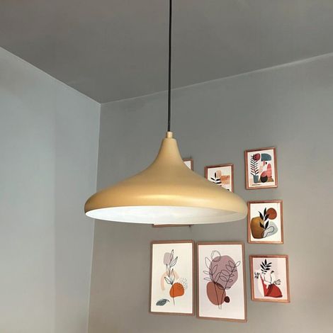 bamyum Champion Suspension Luminaire Vintage, Lustre Salon de 35 cm, Lustre Cuisine en Métal, Lampe E27 Vintage pour Chambre, Suspension Luminaire pour Salle à Manger, Couloir, Beige