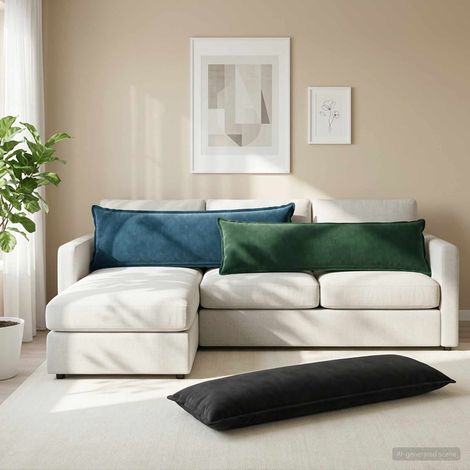 vidaXL Cojín con almohada HOUTEN Negro 40 x 145 cm Terciopelo (1/5)