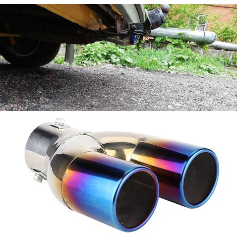 Embout d'échappement double universel en acier inoxydable chromé pour voiture, modifié, avec sortie de silencieux arrière. (1/5)