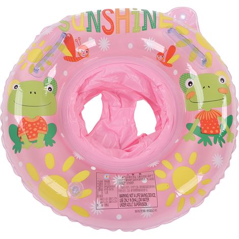Bouée de natation pour enfants, étanche, double poignée, facile à saisir, siège de natation pour bébé, flotteur pour baignoire et piscine, style grenouille rose (1/5)