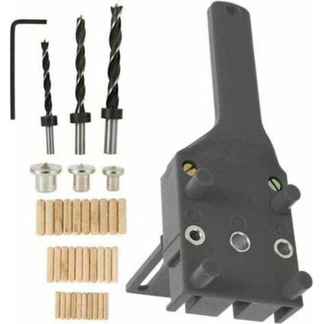 Kit 41 pièces gabarit perçage tourillon, menuiserie trou droit centreur 6/8/10mm pour bois, gris (1/4)
