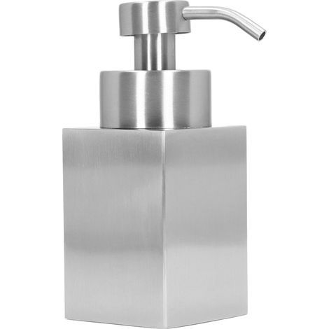 Dispenser di sapone schiumogeno in acciaio inox, per bagnoschiuma, shampoo e gel doccia, con erogatore in PP, per bagno, cucina e lavanderia (1/5)
