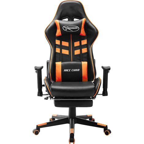 Maison Exclusive - Sedia da Gaming con Poggiapiedi Nera e Arancione in Similpelle (1/5)