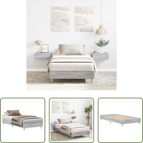 Holzbett - Bettgestell ohne Matratze Grau Sonoma 75x190 cm Holzwerkstoff (1/5)