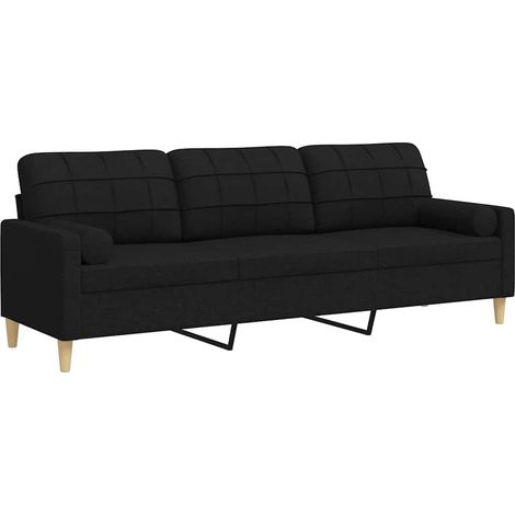 Maison Exclusive - Divano a 3 Posti con Cuscini Nero 210 cm in Tessuto