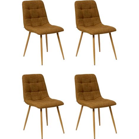 Lot de 4 Chaises Effet Lin "Sirac" 84cm Cannelle (1/5)