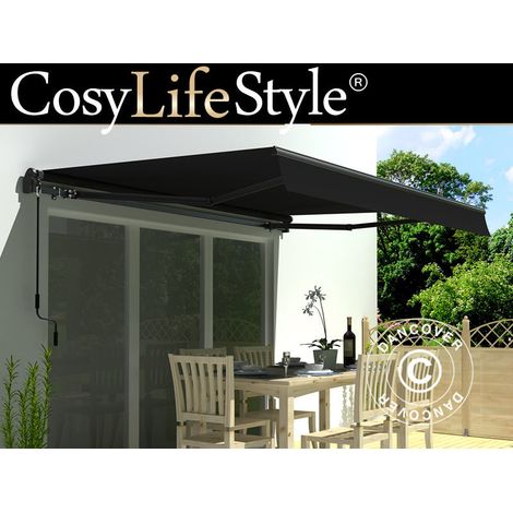 Awning w/Crank handle, 2.95x2.5 m, Black/Black Frame - Dancover