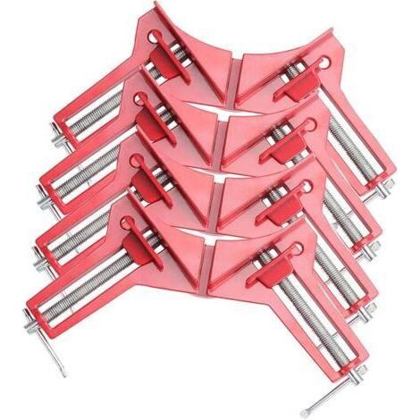 royaluxe-Lot de 4 serre-joints d'angle pour menuiserie, pince à angle droit à 90 degrés, étau à bois réglable pour cadre photo, aquarium, fixation à angle droit pour meubles (1/5)
