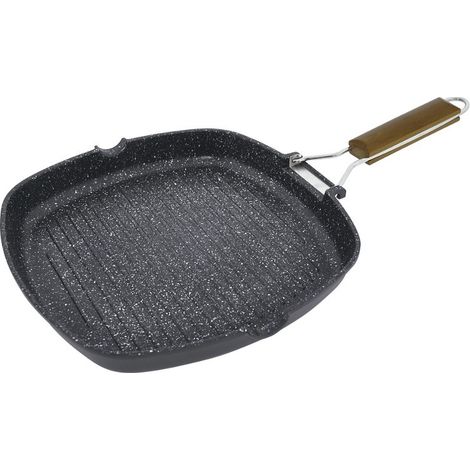 Sartén de inducción antiadherente Jata GMA28 Stonite, parrilla de aluminio fundido, apta para todo tipo de cocinas, incluida la