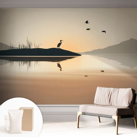 Papier peint intissé mural pour salon chambre à coucher tendance et originale - Colle incluse gratuite Le silence du matin 312x219 cm (1/5)