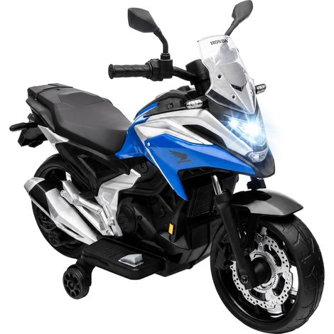 AIYAPLAY 12V Honda Licensed Kids Electric Motorbike w/ Music, Headlights, Early Education Function, for 3-6 Years Blue (1/5)