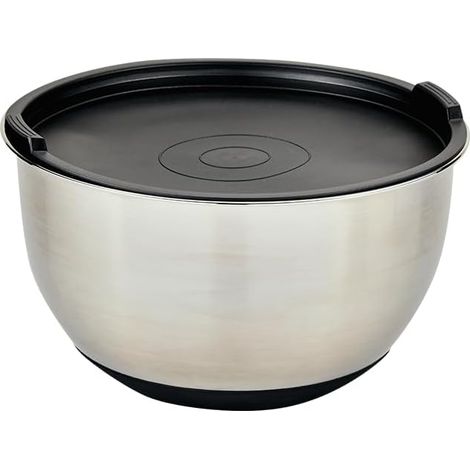 APEX Bol mélangeur avec couvercle, matériau acier inoxydable,plastique,silicone, dimensions : Ø 18 cm,hauteur 10 cm,couleur argent,noir (1/5)