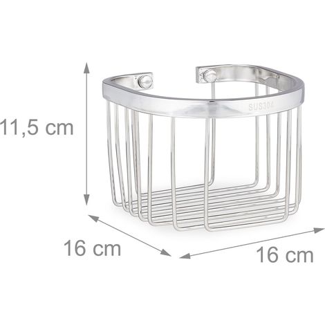 Supporto per doccia portaoggetti compatto a parete 25 x 15 x 10 cm in acciaio inossidabile argentato 130014079