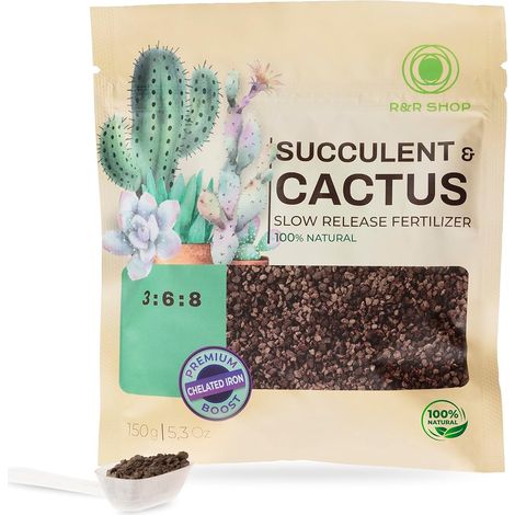 Engrais organique pour plantes succulentes et cactus, Aliment biologique complet, à libération lente, parfait pour toutes les plantes succulentes d'intérieur et d'extérieur - 150GR (1/4)