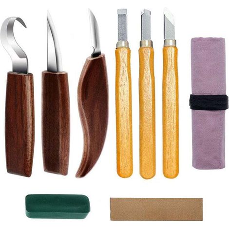 Outils de Sculpture Sur Bois, Kit Sculpture Bois Outils Set de Couteau Sculpture Bois Avec Couteau à Découper Outils de Gravure en Bois Professionnels pour Travail du Bois (1/4)