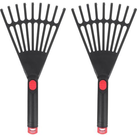 Lot de 2 râteaux de Jardin à Main en Plastique avec poignée Ergonomique, Petit râteau pour Feuilles, Jardinage, Culture, ameublir Le Sol et étaler Le paillis (1/5)