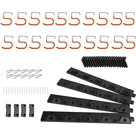 Organisateur d'outils mural, système de rangement réglable pour outils jardin, organisation garage avec crochets pelle, râteau, balai, serpillière, robuste, 4 - (1/5)