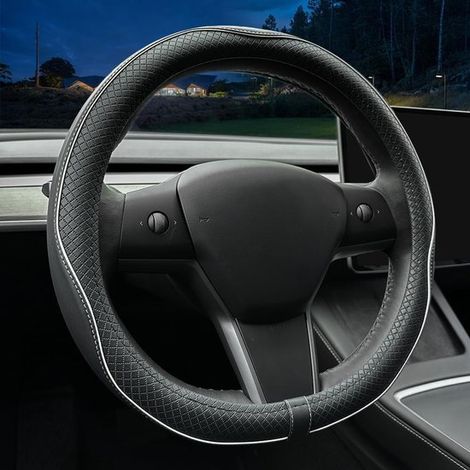 Adatto per il rivestimento tradizionale in pelle Nappa sottile per il volante della Tesla Model 3/Y, con design antiscivolo e personalizzazione degli interni degli accessori per auto. (1/5)
