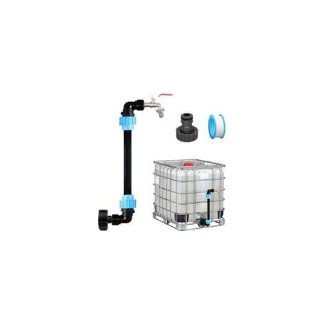 Robinet de cuve de récupération d'eau 3/4 pouce – Raccord en laiton – Polyéthylène durable – Instalación fácil para réservoir IBC 1000L