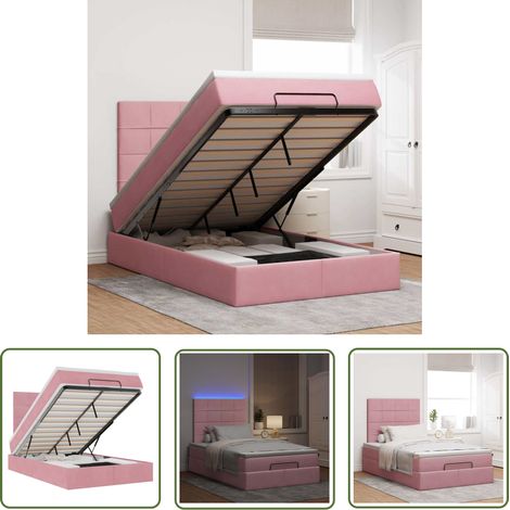 vidaXL Ottoman-Bett mit Matratzen & LEDs Rosa 120x200 cm Samt (1/5)
