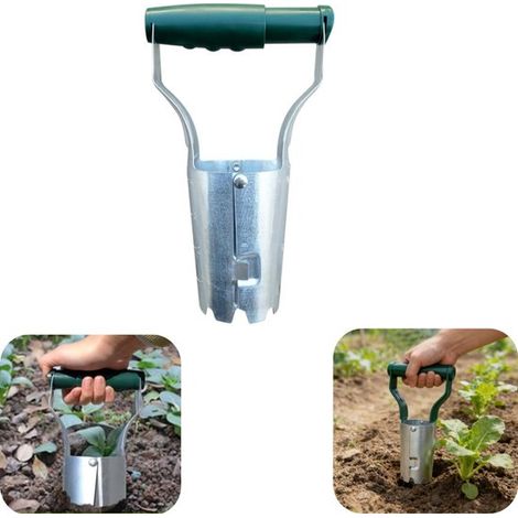 Transplanteur en métal avec poignée pour semis et cactus - outil de plantation efficace et lavable, vert, 23,8 x 13,5 cm (1/5)