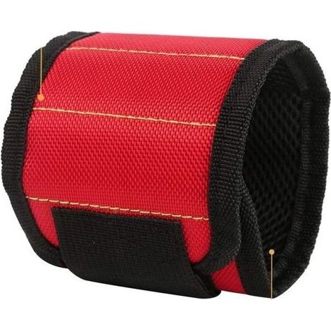 Bracelet magnétique avec aimants puissants pour maintenir vis, clous, petits outils, électricien, mécanicien, bricolage, rouge (1/5)