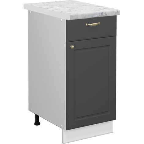 Mueble bajo de cocina Fame-Line, Antracita-oro, 40 cm , ET Mármol, Vicco