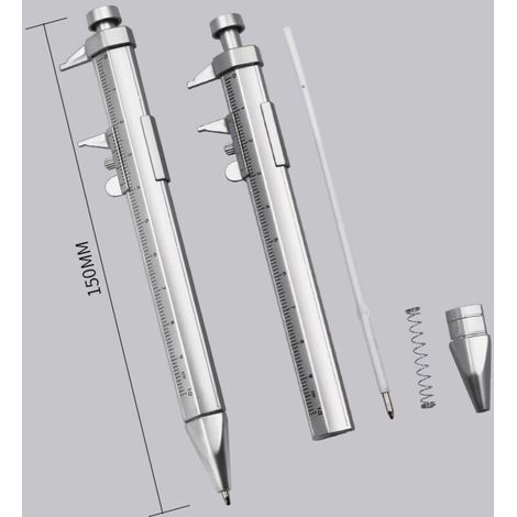 Pied à coulisse 2 en 1 0-100mm, stylo à bille, Gadget pour hommes et femmes, cadeaux, ingénieur, menuisier, étudiant charpentier (1/4)