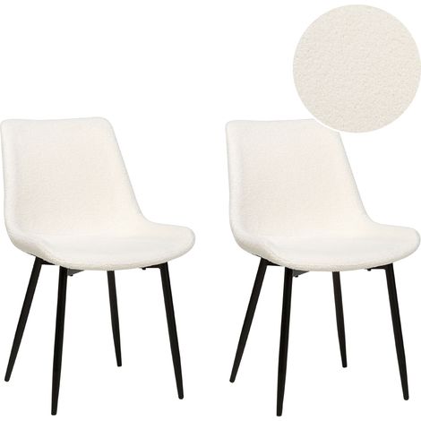 Conjunto de 2 sillas de comedor modernas tapicería de tela bouclé respaldo rebajado asiento salón comedor blanco Avilla (1/5)