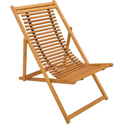 Chaise Longue 3 Position Bois d'eucalyptus massif Naturel vidaXL (1/5)