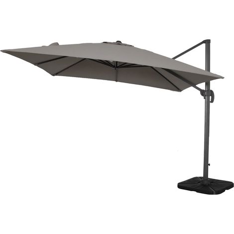 Ombrellone da giardino 3x3 mt con antivento e base a crociera Indocte -  Grey