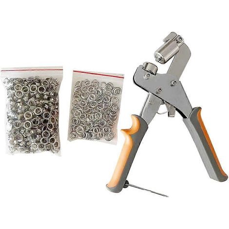 Jeu de pinces à œillets, jeu d'outils pour œillets de 1/4 pouce (6 mm), comprend 300 œillets métalliques, compatibles avec le cuir/les ceintures/les chaussures/les vêtements. (1/5)