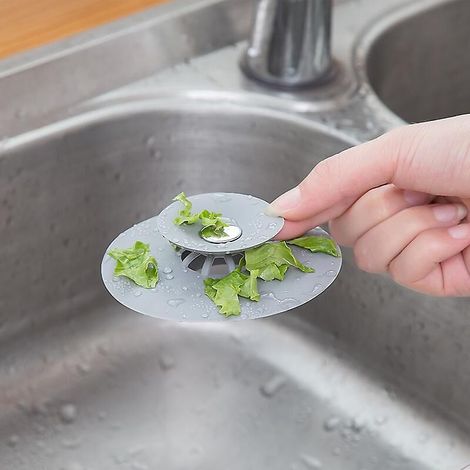 Set mit 5 grauen Silikon-Spülbeckenfiltern, 10 cm Durchmesser, für Dusche und Küchenspüle (1/5)