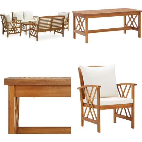 Salon de jardin 5 pcs avec coussins Bois d'acacia solide - Salon De Jardin - Mobilier De Jardin - Ensemble De Jardin - Meubles D'extérieur - Acacia Massif - Home & Living (1/5)