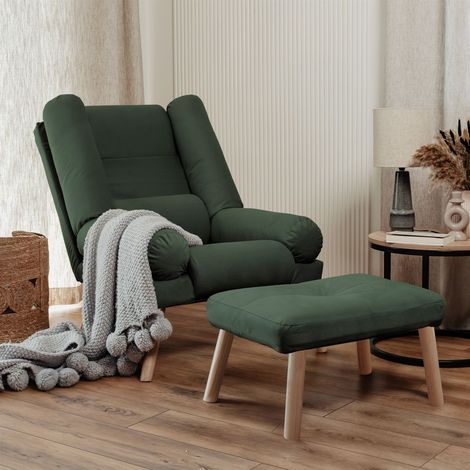 Relaxsessel Sessel ARIEL inkl. Hocker in Stoff Trinity Dunkelgrün