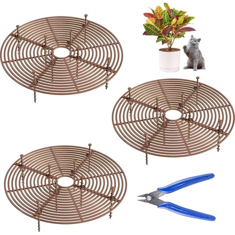 3 X Grille Protection Plante 30cm,Protection de Sol pour Pot de Fleurs 30cm Protection Plante Chat, avec 8 Boulons Cache-Pot de Fleurs en Grille, Contre Chats, Enfants (1/5)