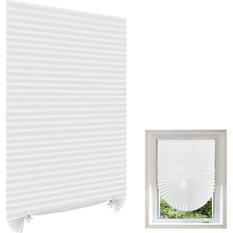 Store de fenêtre semi-occultant blanc – 60x150 cm – Sans perçage – Autoadhésif et coupable sur mesure – Pour maison, chambre, cuisine, salle de bain (1/5)