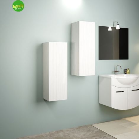 Colonna bagno sospesa in mdf 1 anta h.90cm l=31cm h=90cm p=27cm  portuna bianco MOBO (1/2)