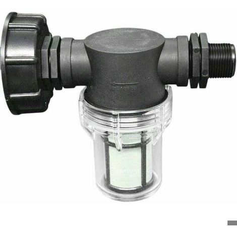 Raccord de robinet pour cuve 1000L–Adaptateur S60x6 avec filtre intégré–Connexion tuyau de jardin 3/4''–Collecteur d'eau de pluie (1/4)