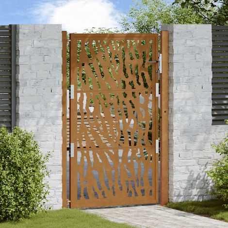 Puerta de jardín 100x150 cm de acero corten con diseño de trazos vidaXL (1/5)