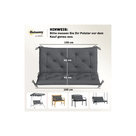 Coussin de banc gris foncé en coton avec rembourrage confortable et housse résistante aux intempéries pour jardin et terrasse (1/5)