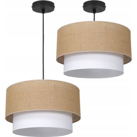 Deckenlampe, Hängelampe, E27, Jute, 45 cm, doppelter Lampenschirm, polierte Lampe